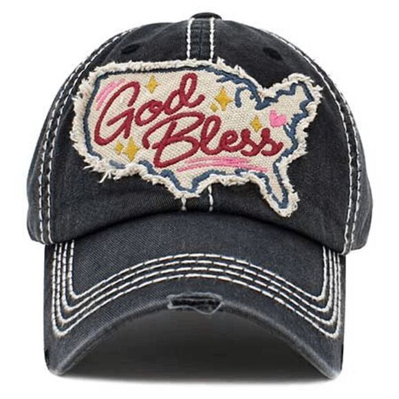 2/$30 Ladies Black God Bless Ladies Baseball Hat - Picture 1 of 4